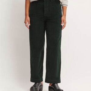 Dark Green Corduroy Wide-Leg Pants